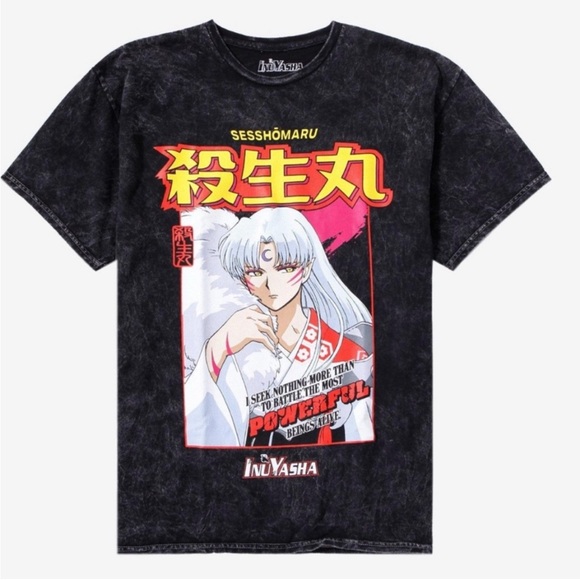 Inu Yasha Sesshomaru Magazine Men”s Dark Wash Multicolored Graphic  T-Shirt - Picture 1 of 15
